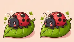 注意力テスト：てんとう虫の絵の中から、29秒で3つの違いを見つけてください